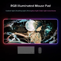 90x40cm Genshin Impact Luminous RGB LED Mouse Pad 4mm Thickness for Gaming Keyboard USB Anti-slip Rubber Base Desk Mat
